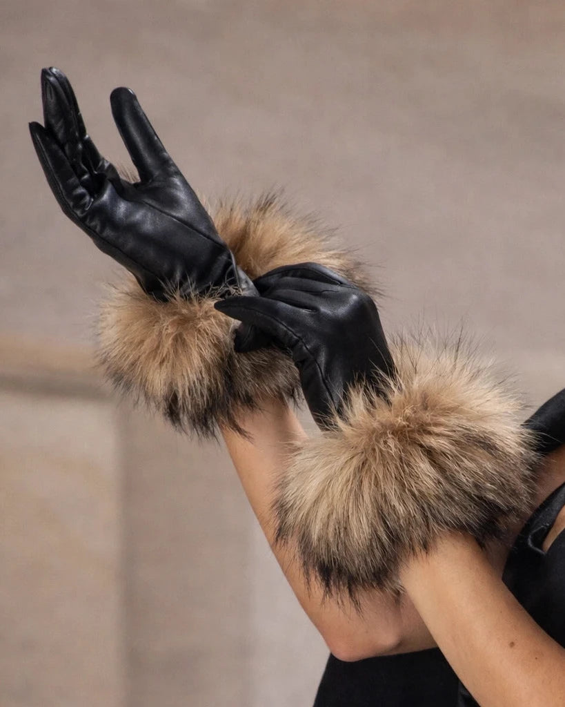 leather gloves with fur