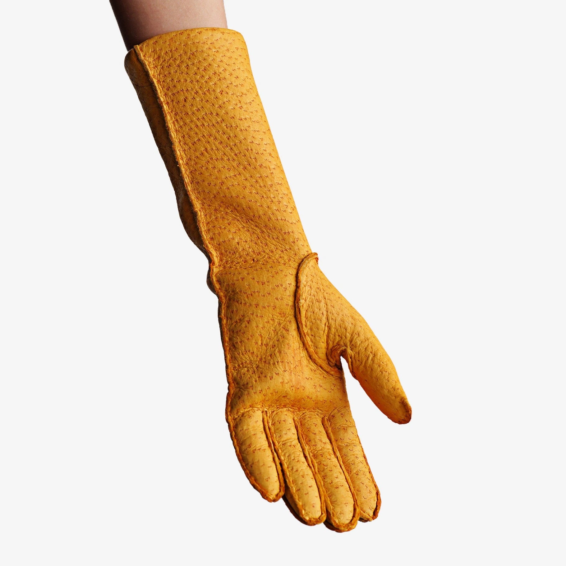 handschuhe gelb lang Lange Handschuhe aus Pekari-Leder mit Kaschmirfutter