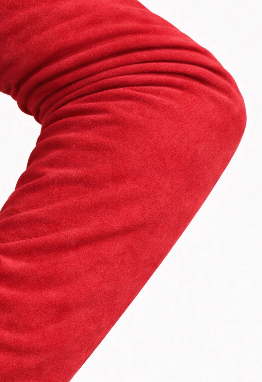 long suede leather gloves red