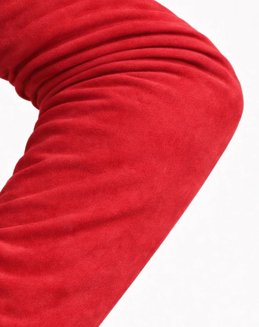 long suede leather gloves red