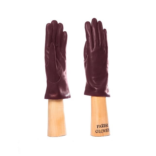 leather gloves with cashmere lining for her bordeaux