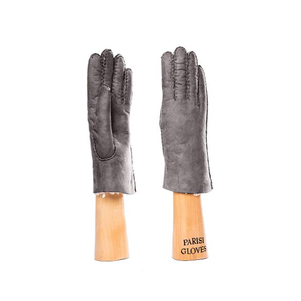 women's sheepskin gloves grey