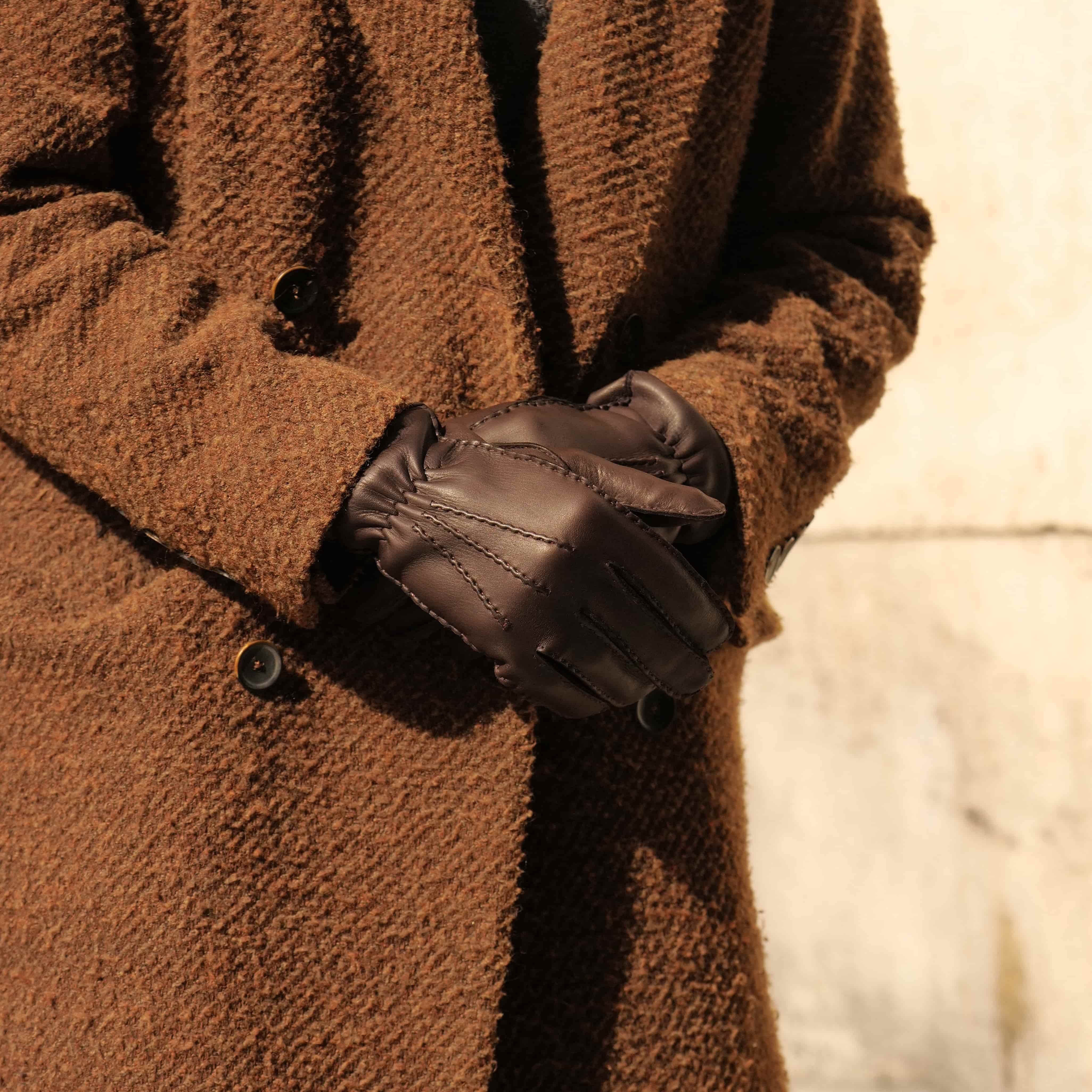 Men's cashmere lined leather gloves