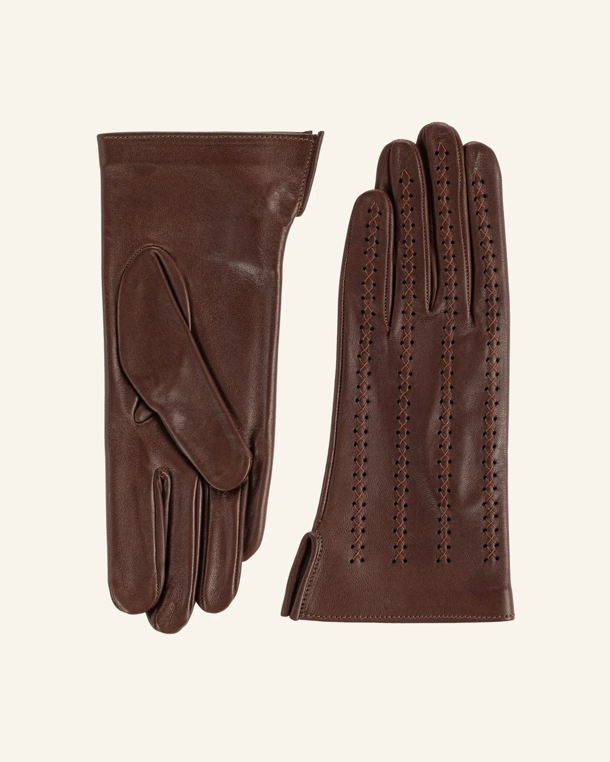 Damen Lederhandschuhe mit handgenähten Details - Trama