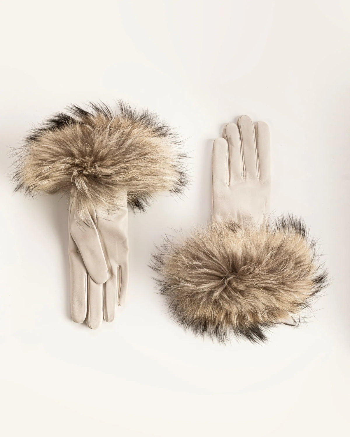 Damen Lederhandschuhe mit Fuchspelz und Kaschmirfutter - Carezza