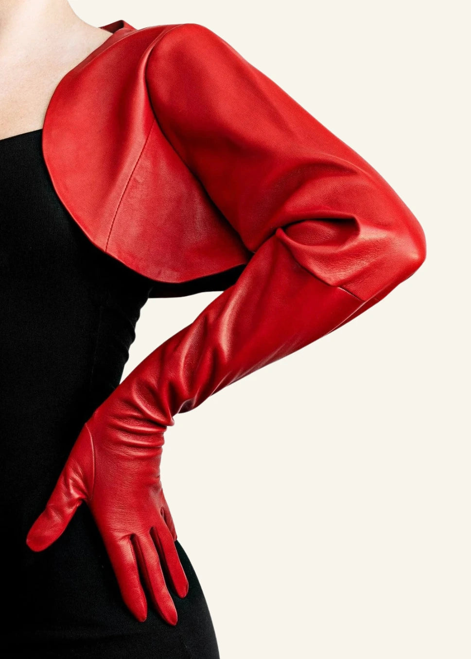 Leather bolero with integrated long gloves - Apoteosi