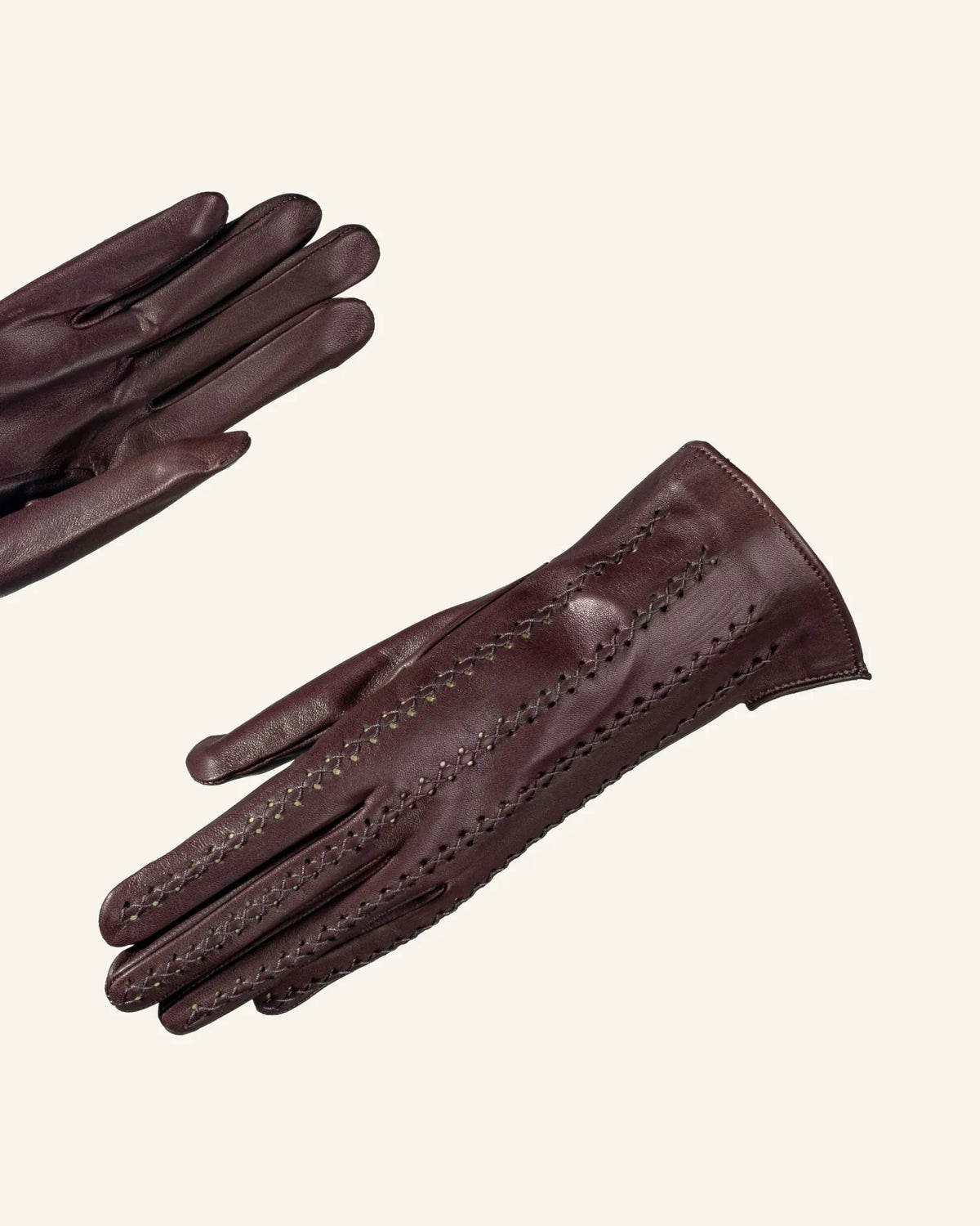 Damen Lederhandschuhe mit handgenähten Details - Trama