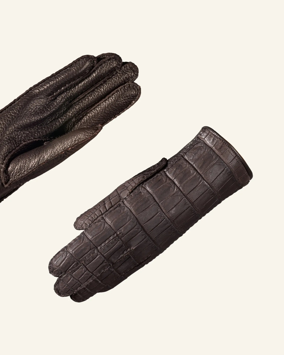 Damenhandschuhe aus Krokodilleder mit Kaschmirfutter – Ereditiera