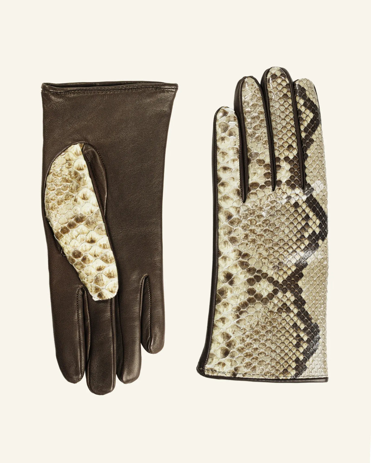 Damenhandschuhe aus Pythonleder mit Kaschmirfutter - Sinuosa
