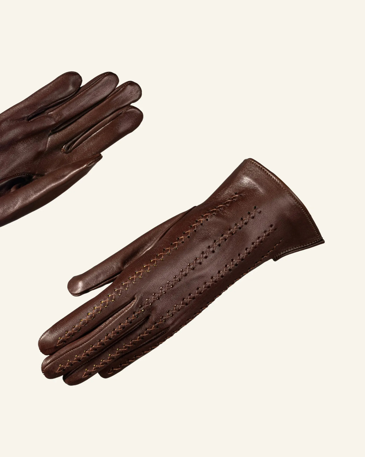Damen Lederhandschuhe mit handgenähten Details - Trama
