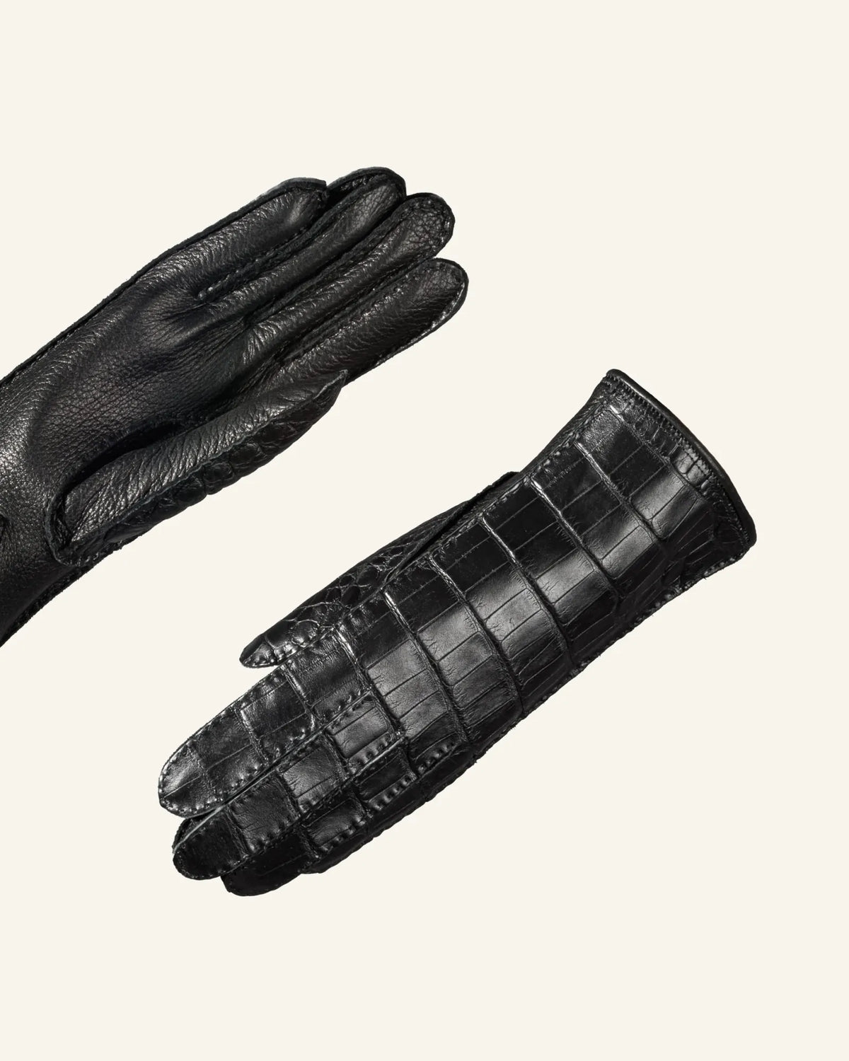 Damenhandschuhe aus Krokodilleder mit Kaschmirfutter – Ereditiera
