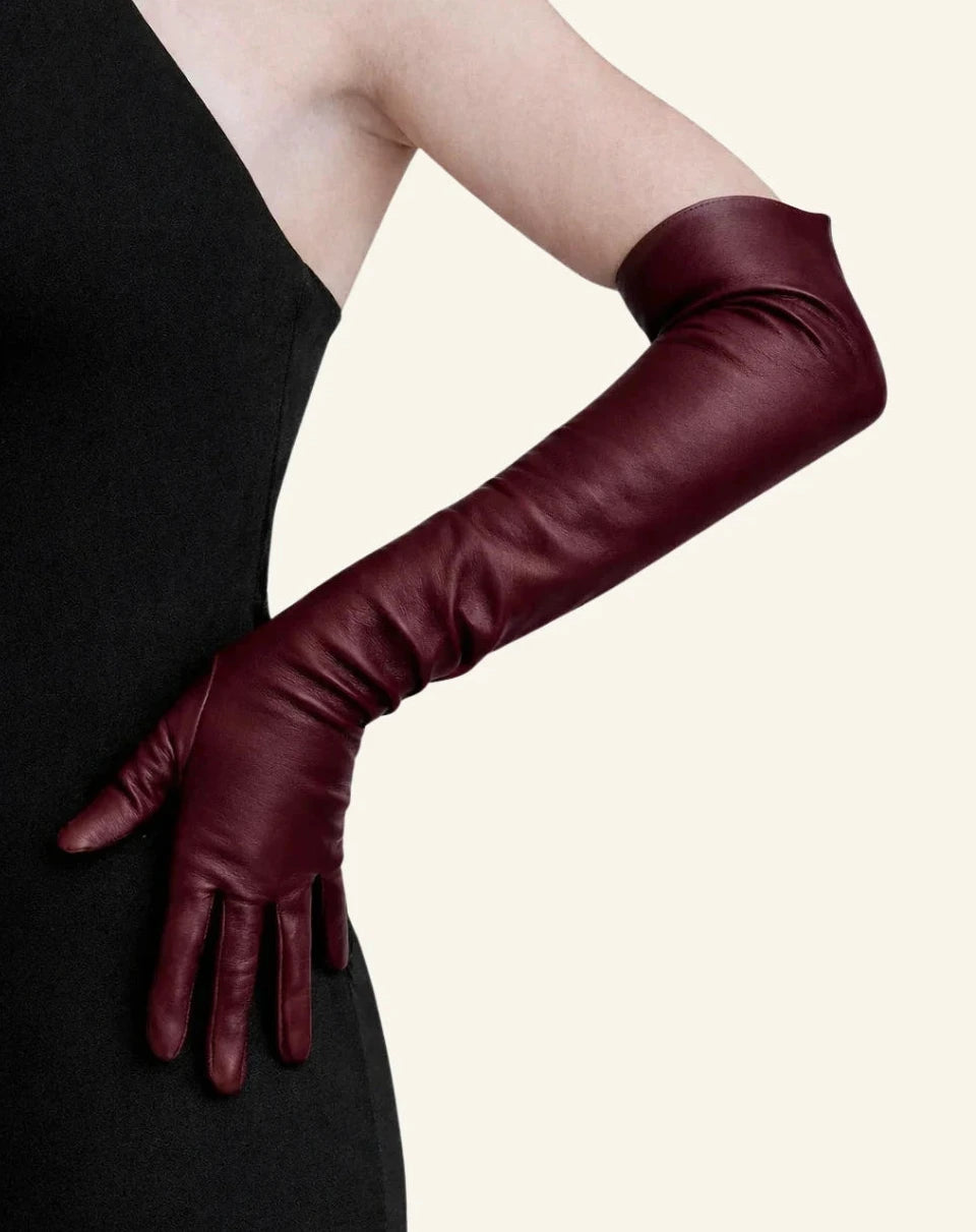 Long leather opera gloves - Sorrento (16-button)