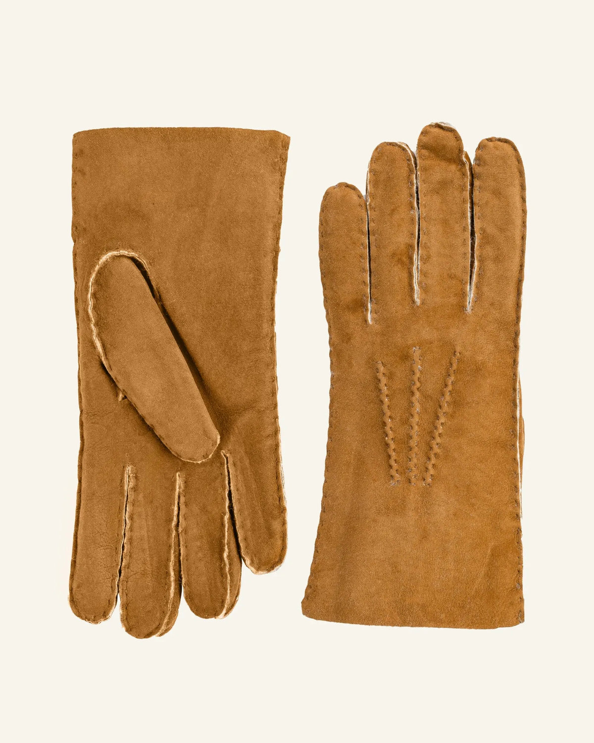 Camel men's shearling leather gloves 