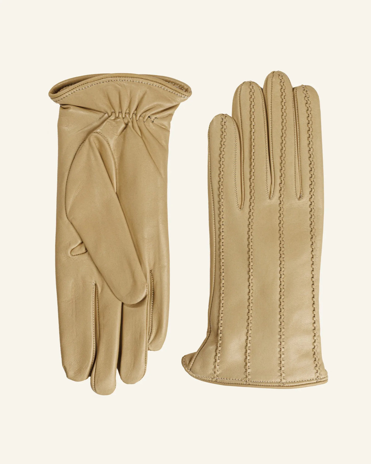 Gants en cuir pour femme avec doublure en cachemire et détails cordon - Ellenica