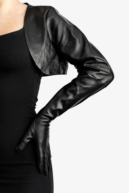 One-piece long leather bolero gloves – Imperiosa (made-to-measure)