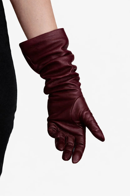evening leather gloves bordeaux 