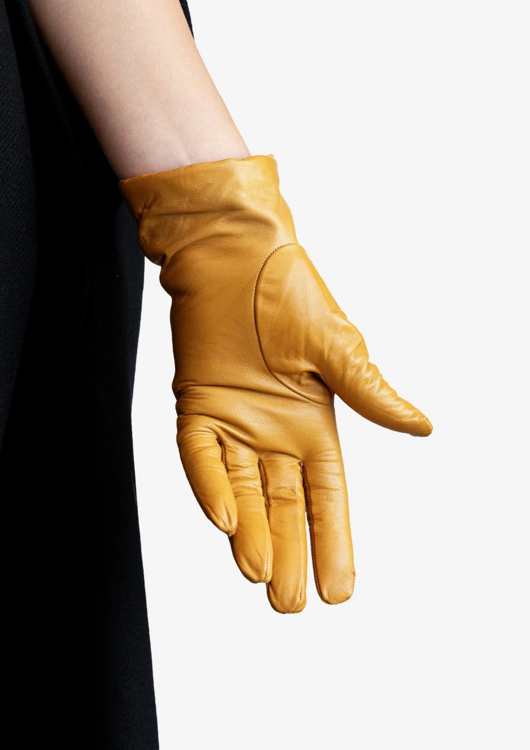 ladies yellow leather gloves