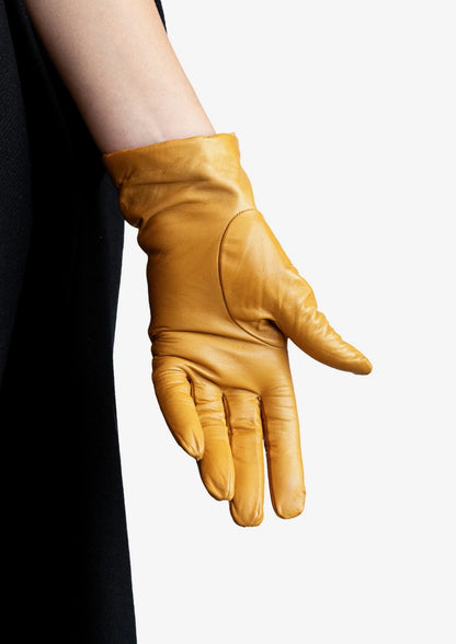 ladies yellow leather gloves
