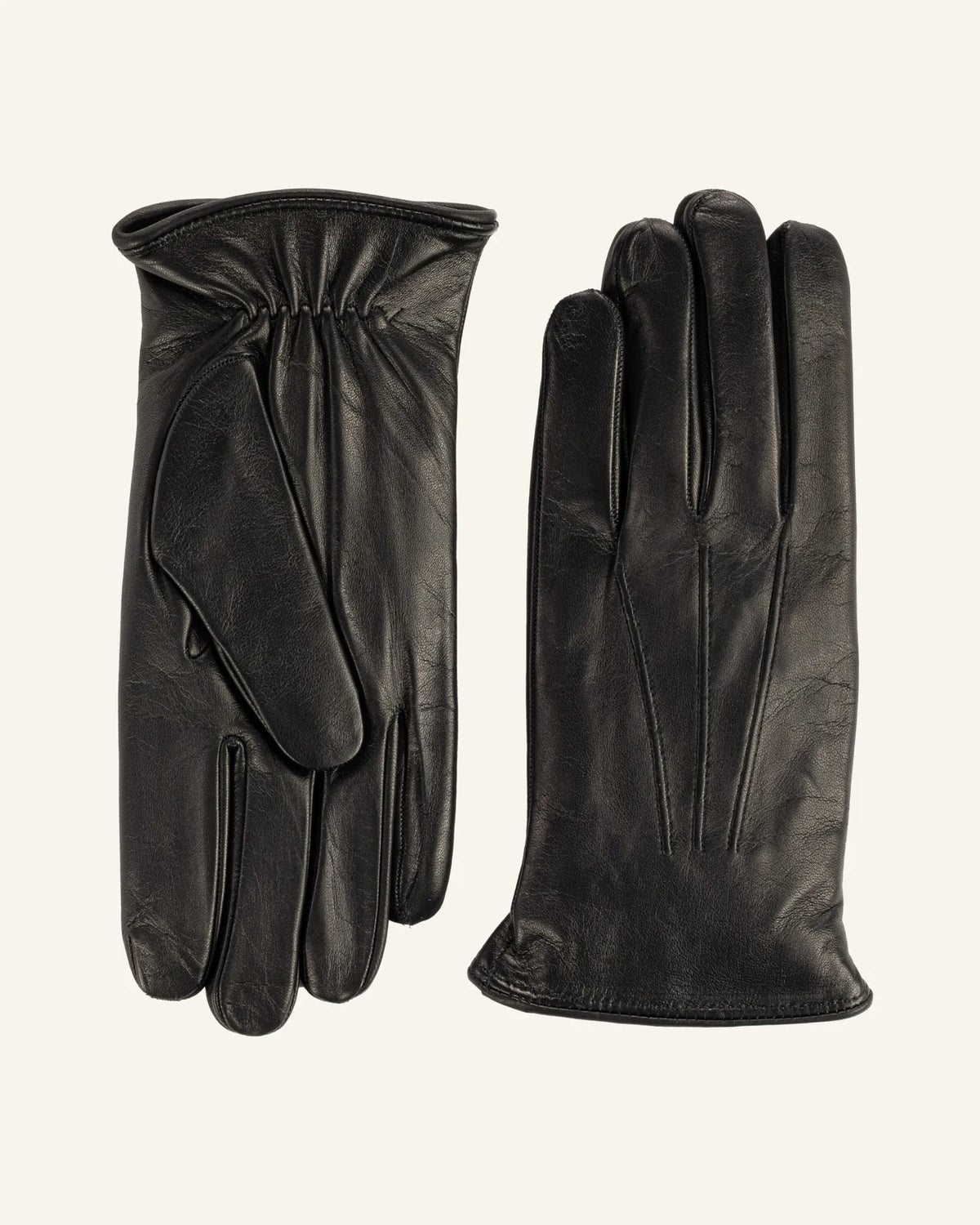 Men's leather gloves with cashmere lining black