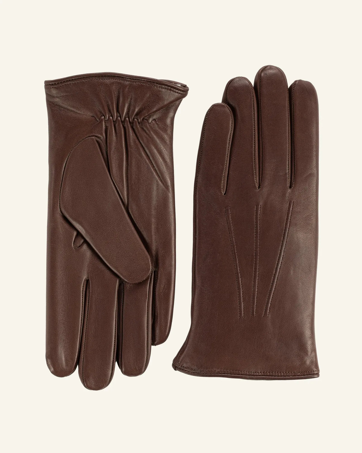 Men's brown leather gloves with fur lining 
