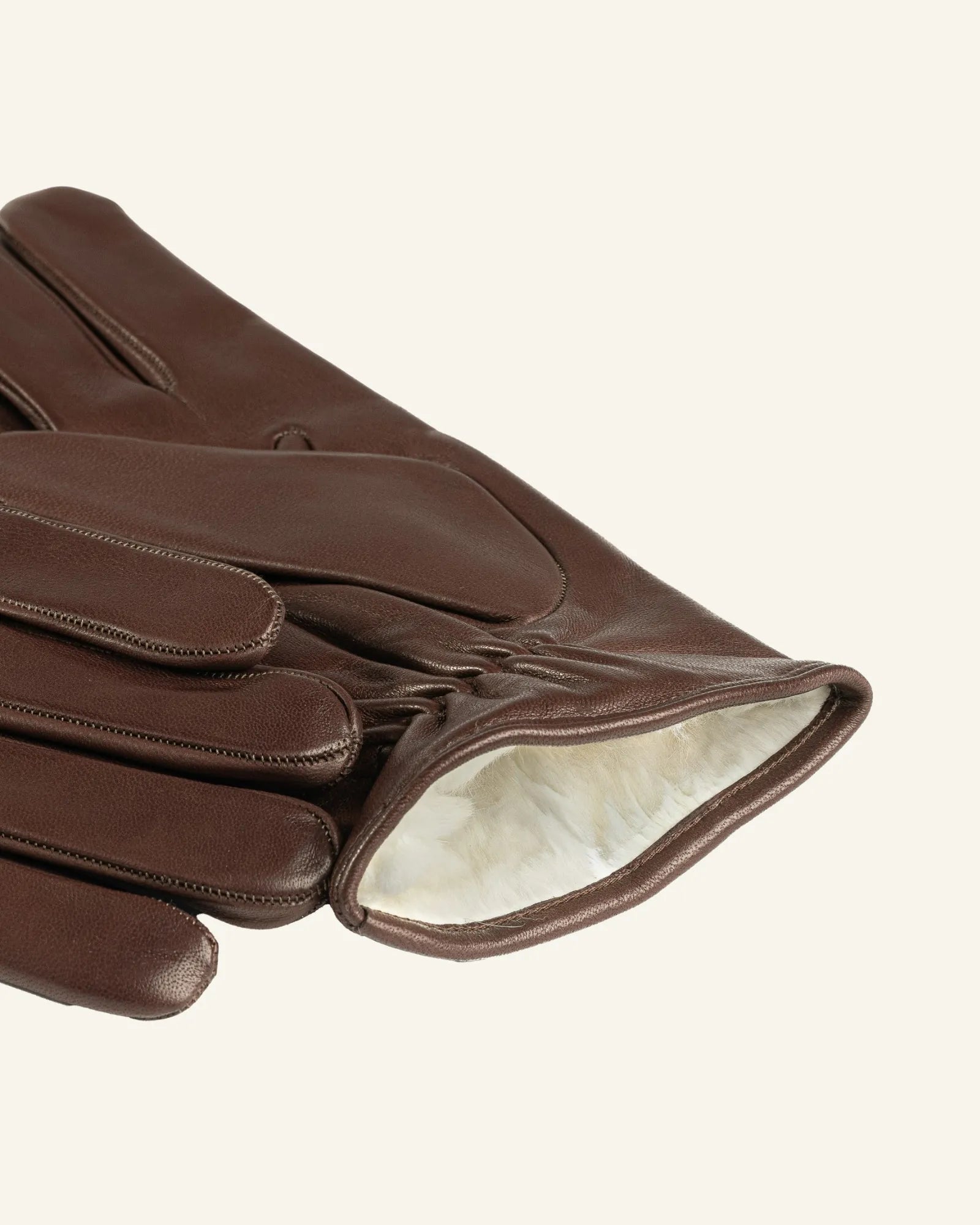 Men's brown leather gloves with fur lining detail