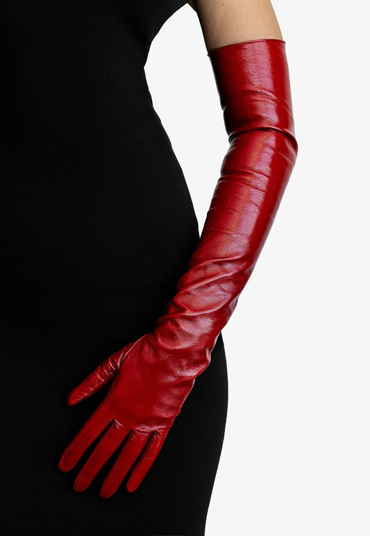 LONG LACQUERED LEATHER OPERA GLOVES - Sorrento Patent Edition (60cm, classic length)