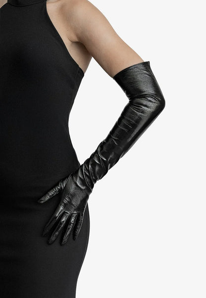LONG LACQUERED LEATHER OPERA GLOVES - Sorrento Patent Edition (60cm, classic length)