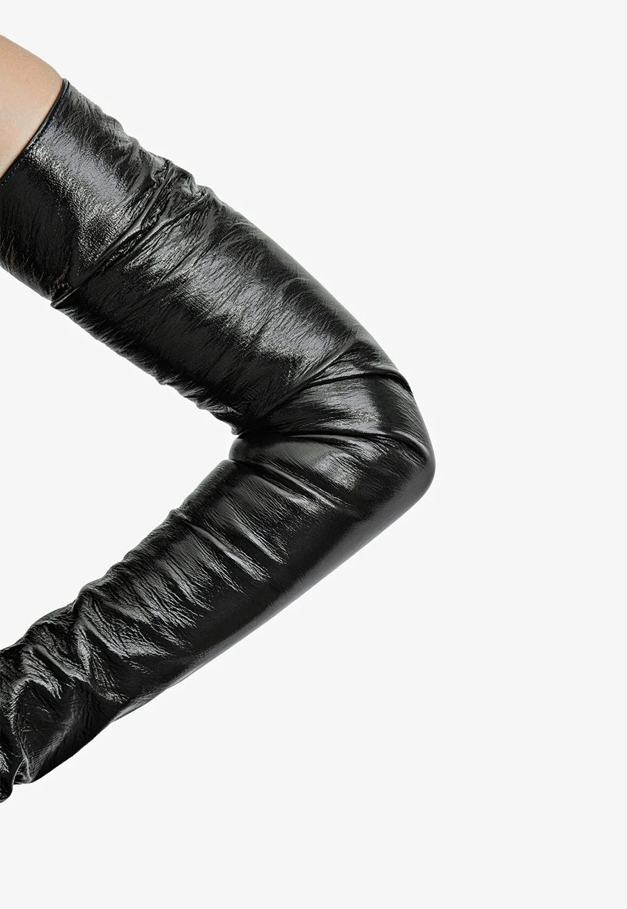 EXTRA LONG LACQUERED LEATHER GLOVES - Amalfi Patent Edition (80cm, shoulder length)