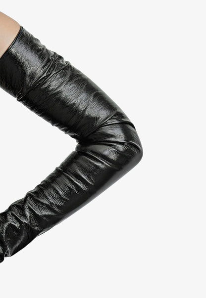 EXTRA LONG LACQUERED LEATHER GLOVES - Amalfi Patent Edition (80cm, shoulder length)