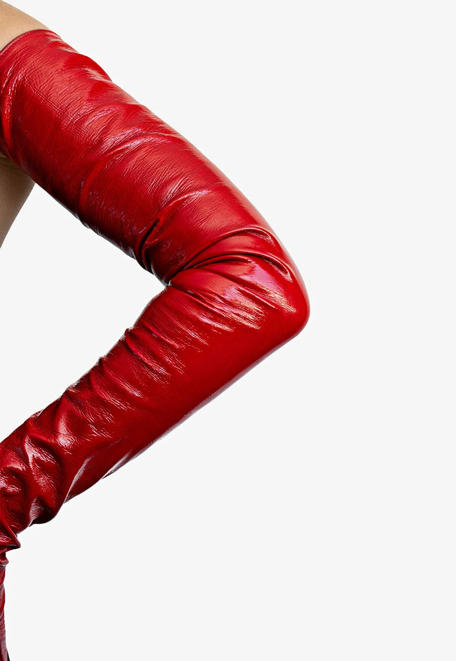 EXTRA LONG LACQUERED LEATHER GLOVES - Amalfi Patent Edition (80cm, shoulder length)