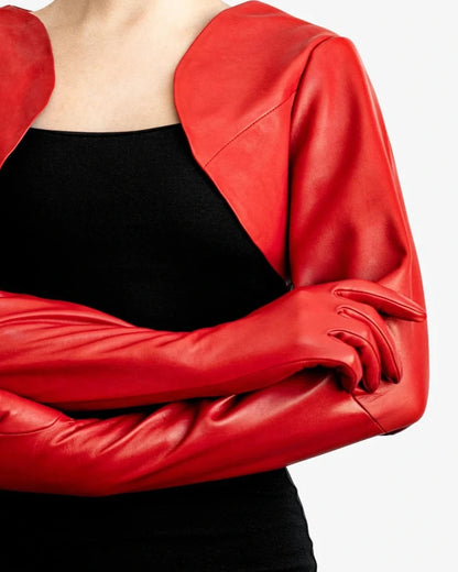 Leather bolero with integrated long gloves - Apoteosi