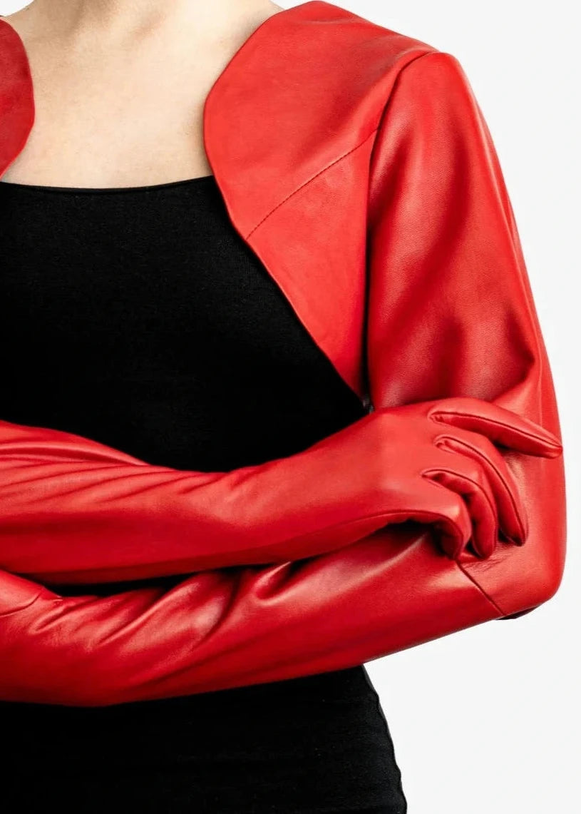 Leather bolero with integrated long gloves - Apoteosi-2