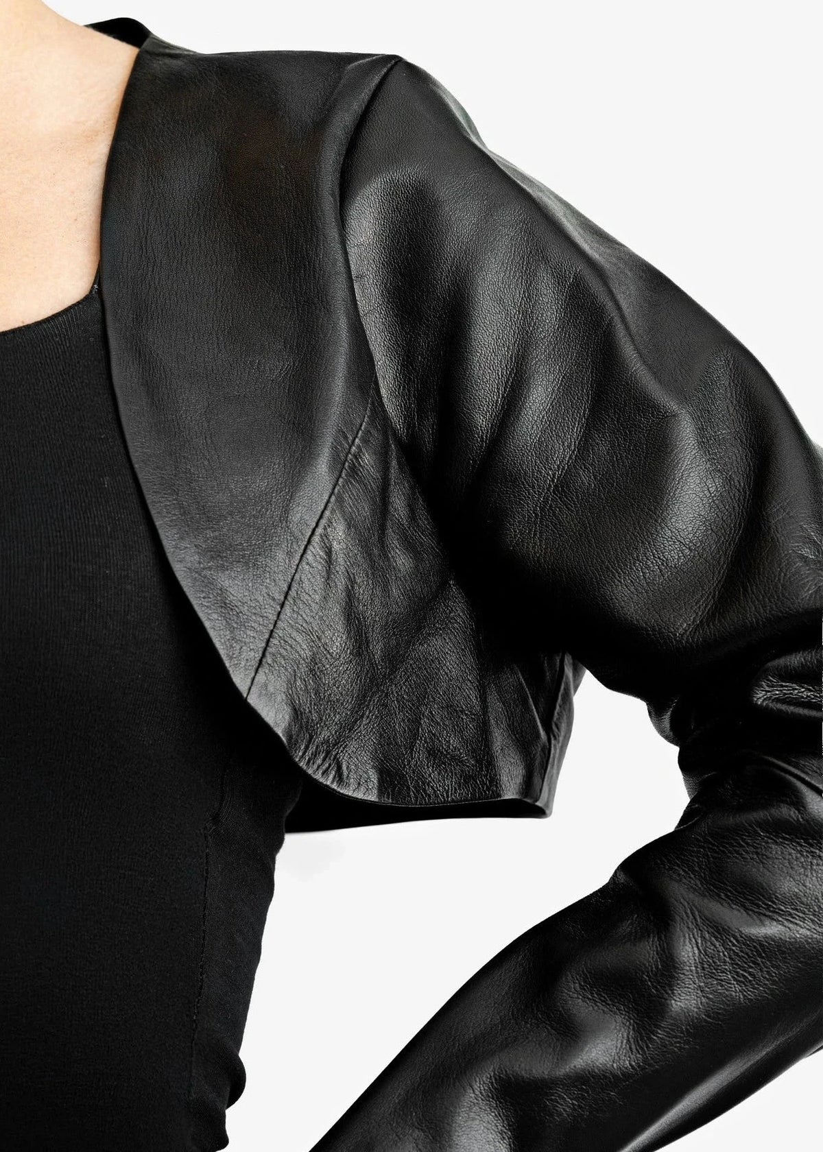 Leather bolero with integrated long gloves - Apoteosi-3