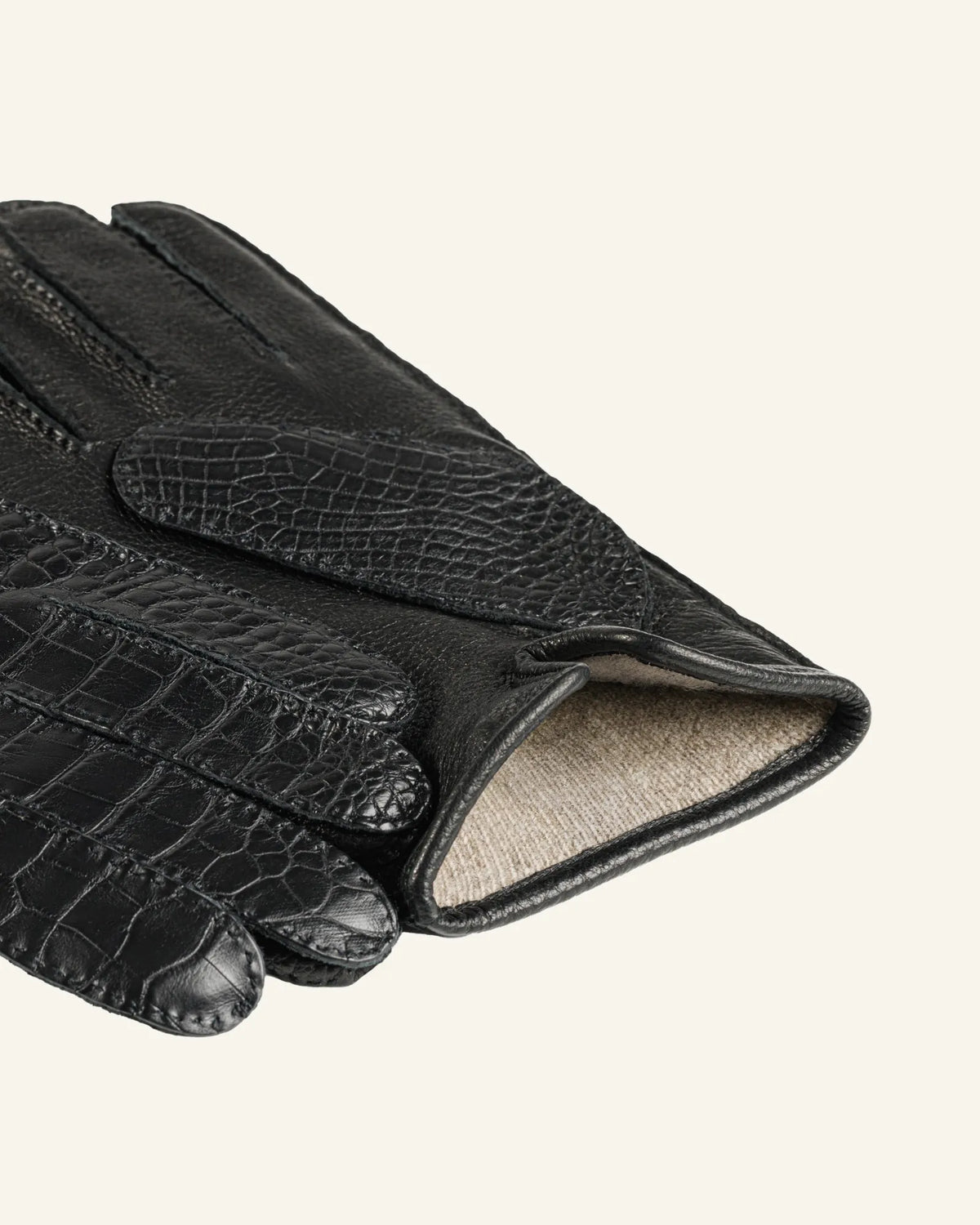Men's crocodile leather gloves with cashmere lining - Aurelio