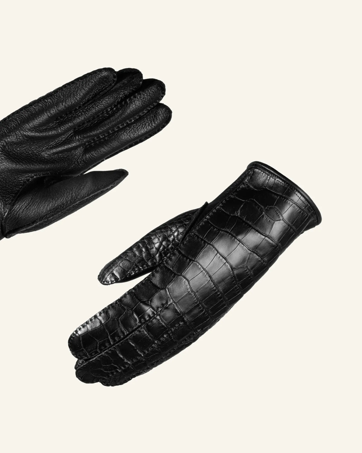 Men's crocodile leather gloves with cashmere lining - Aurelio