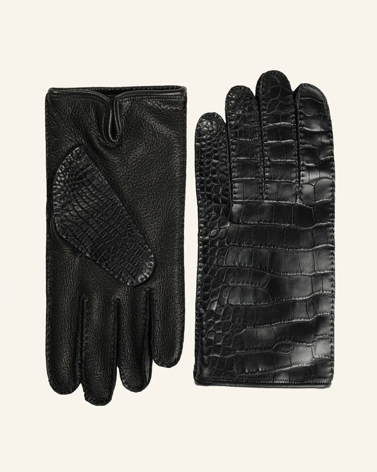 Men's crocodile leather gloves with cashmere lining - Aurelio