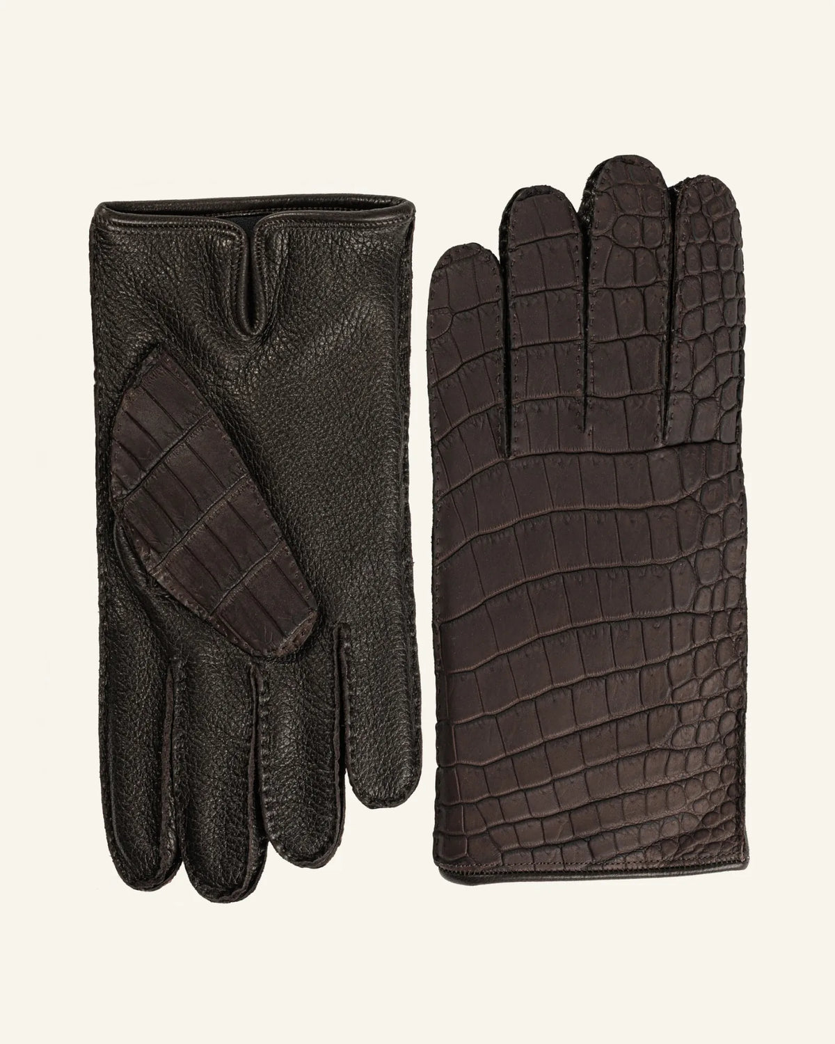 Men's crocodile leather gloves with cashmere lining - Aurelio