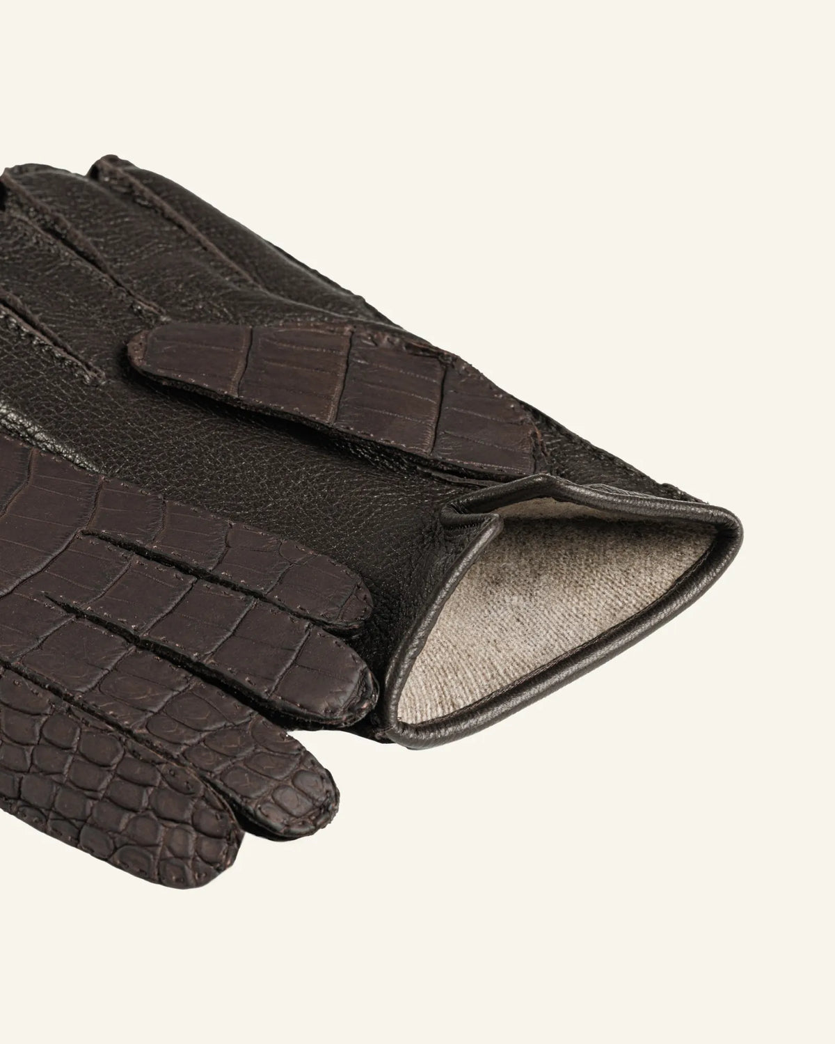 Men's crocodile leather gloves with cashmere lining - Aurelio