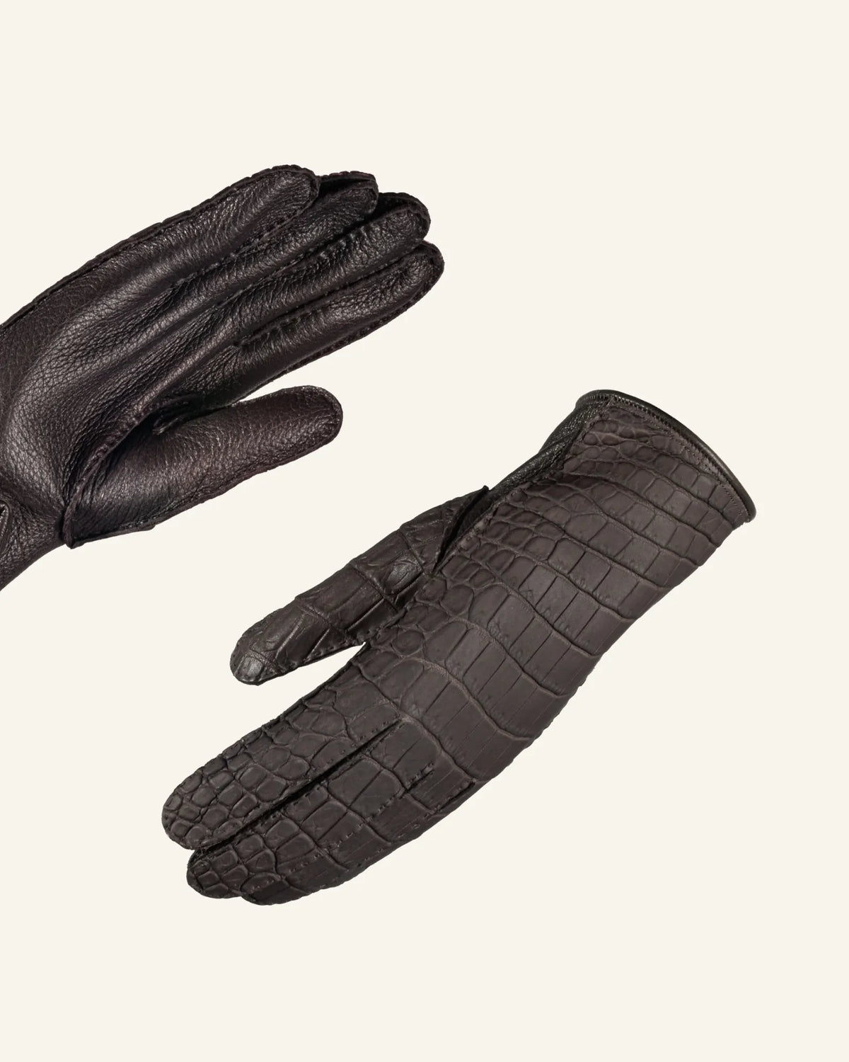 Men's crocodile leather gloves with cashmere lining - Aurelio