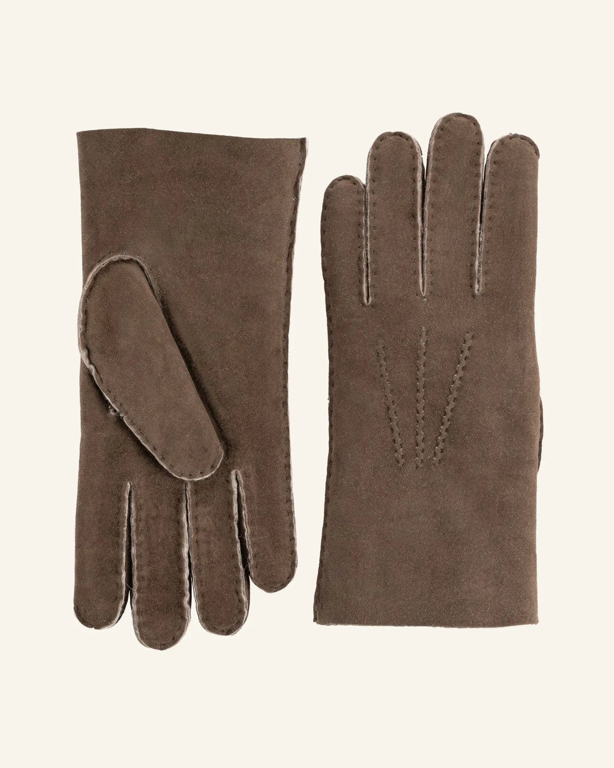 Taupe men's shearling leather gloves 