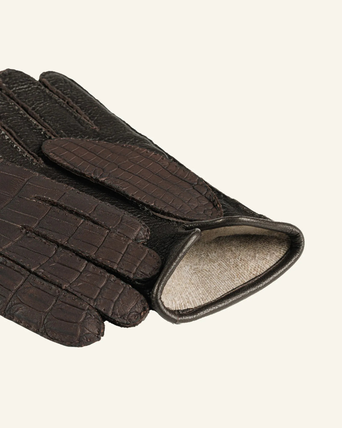 Damenhandschuhe aus Krokodilleder mit Kaschmirfutter – Ereditiera