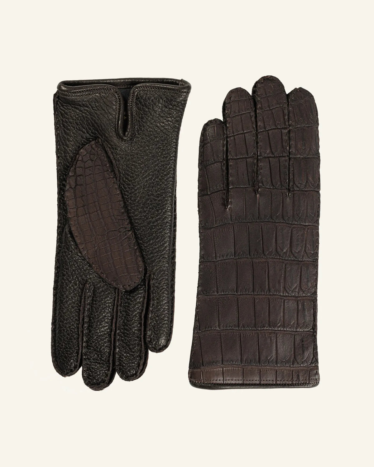 Damenhandschuhe aus Krokodilleder mit Kaschmirfutter – Ereditiera