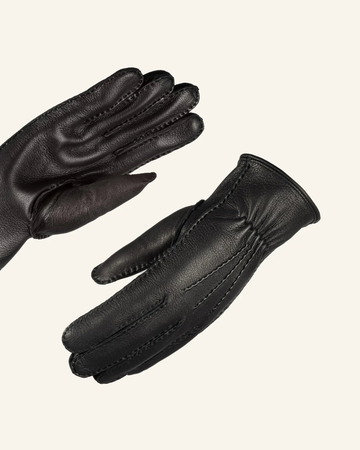 black men's deerskin leather gloves detail