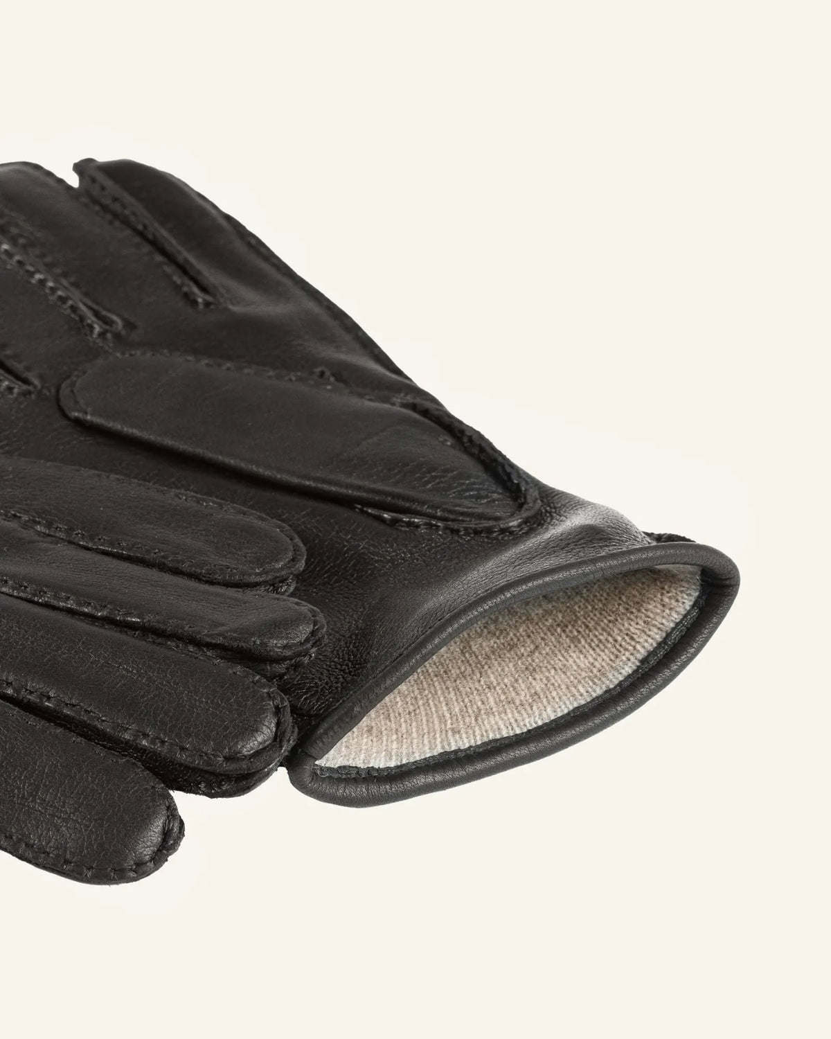 black men's deerskin leather gloves detail