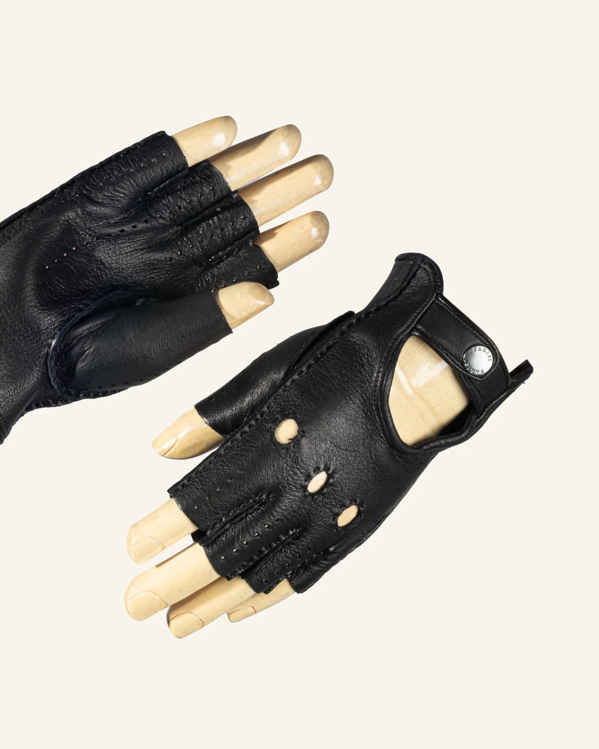 black men's fingerless deerskin leather driving gloves 