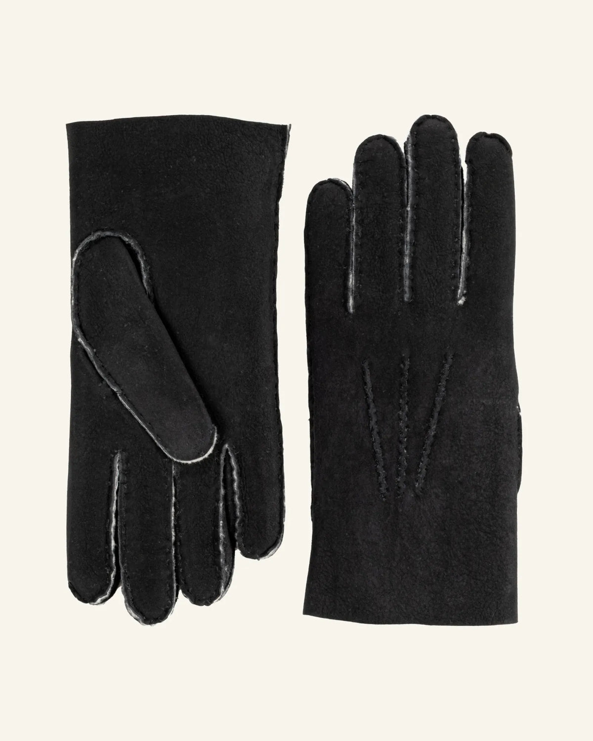 black men's shearling leather gloves