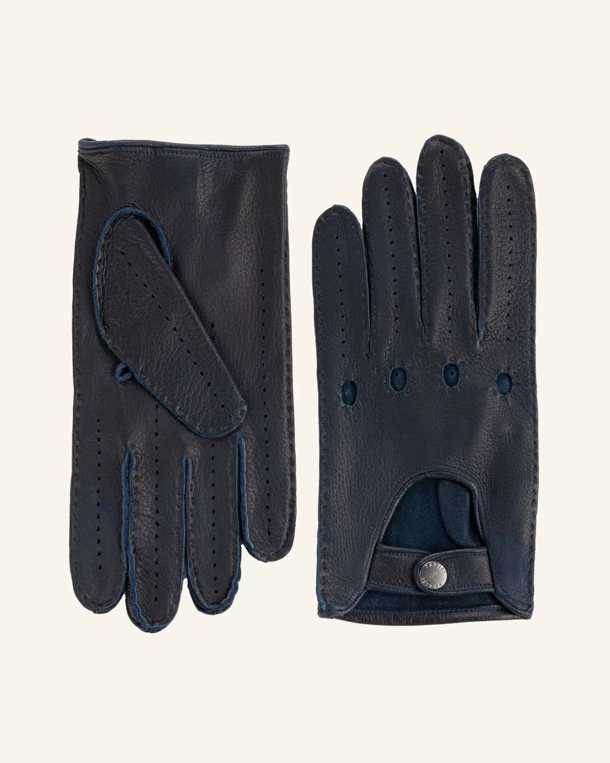 blue men's deerskin leather driving gloves 