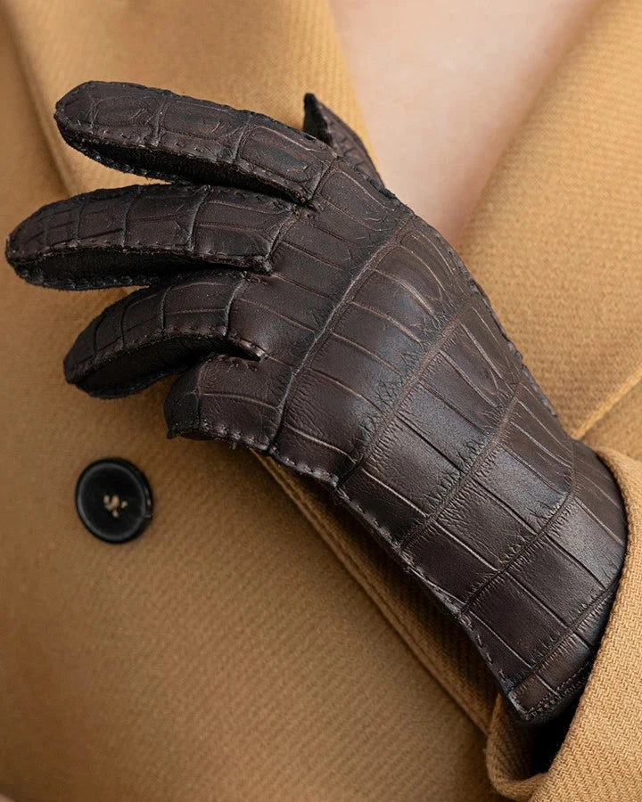 brown_crocodile_leather_gloves_for_women 