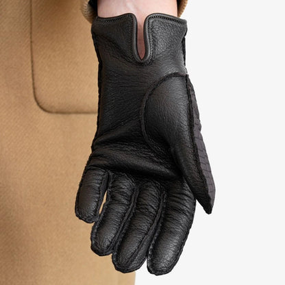 brown_crocodile_leather_gloves_for_women detail
