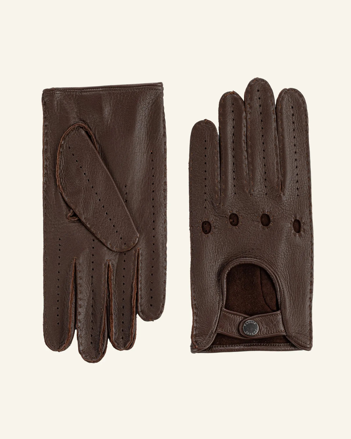 brown men's deerskin leather driving gloves 